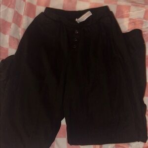 Auden Black Wide-Leg Button-Front Pants